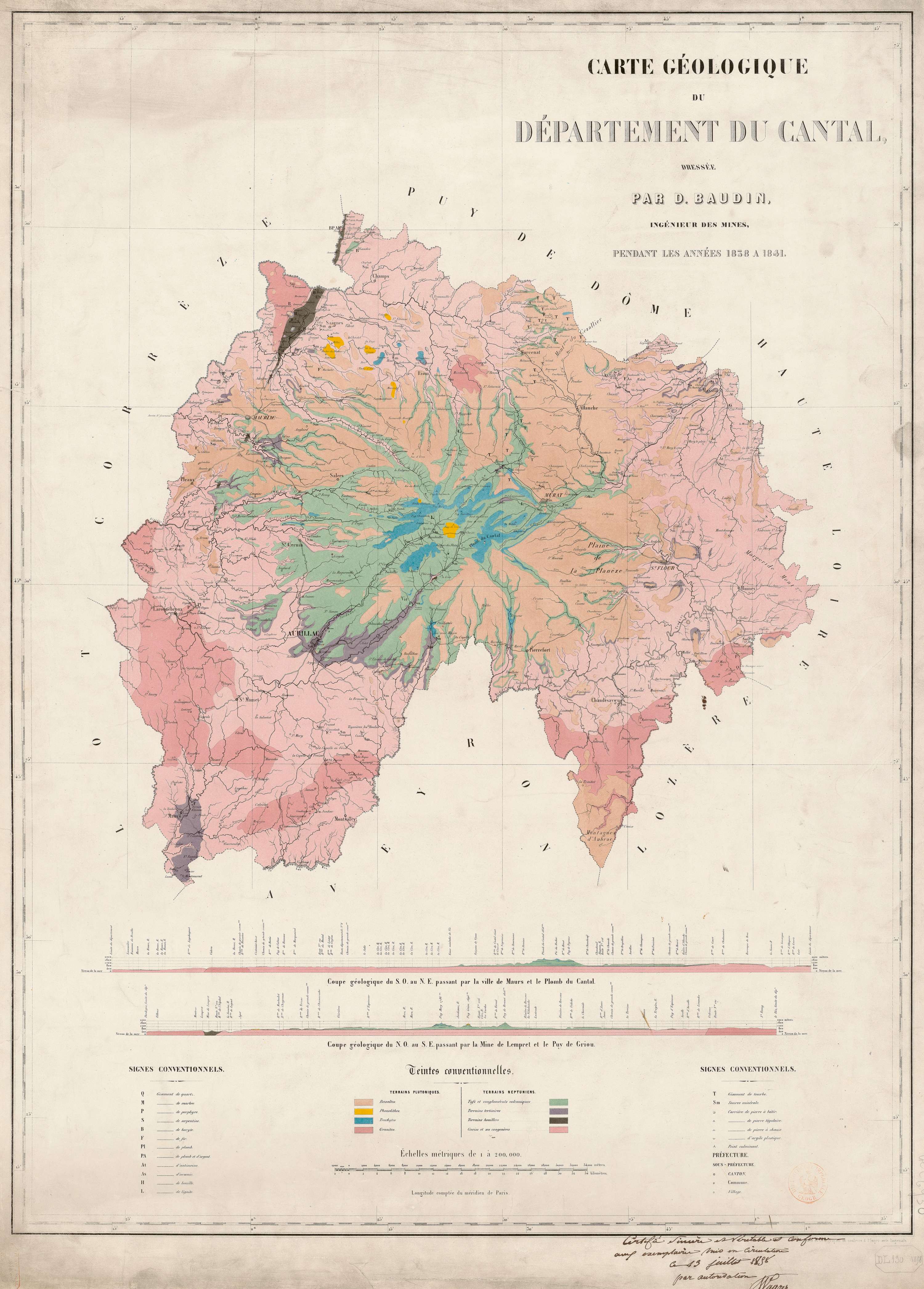 Carte géologique du département du Cantal